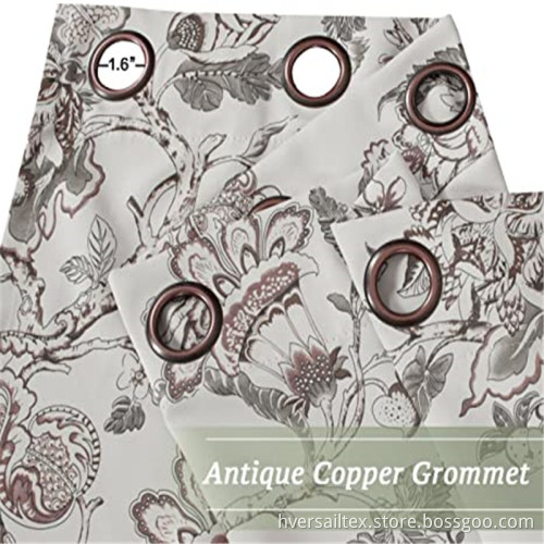 Traditional Floral Pattern Printed Curtains For Living Room
